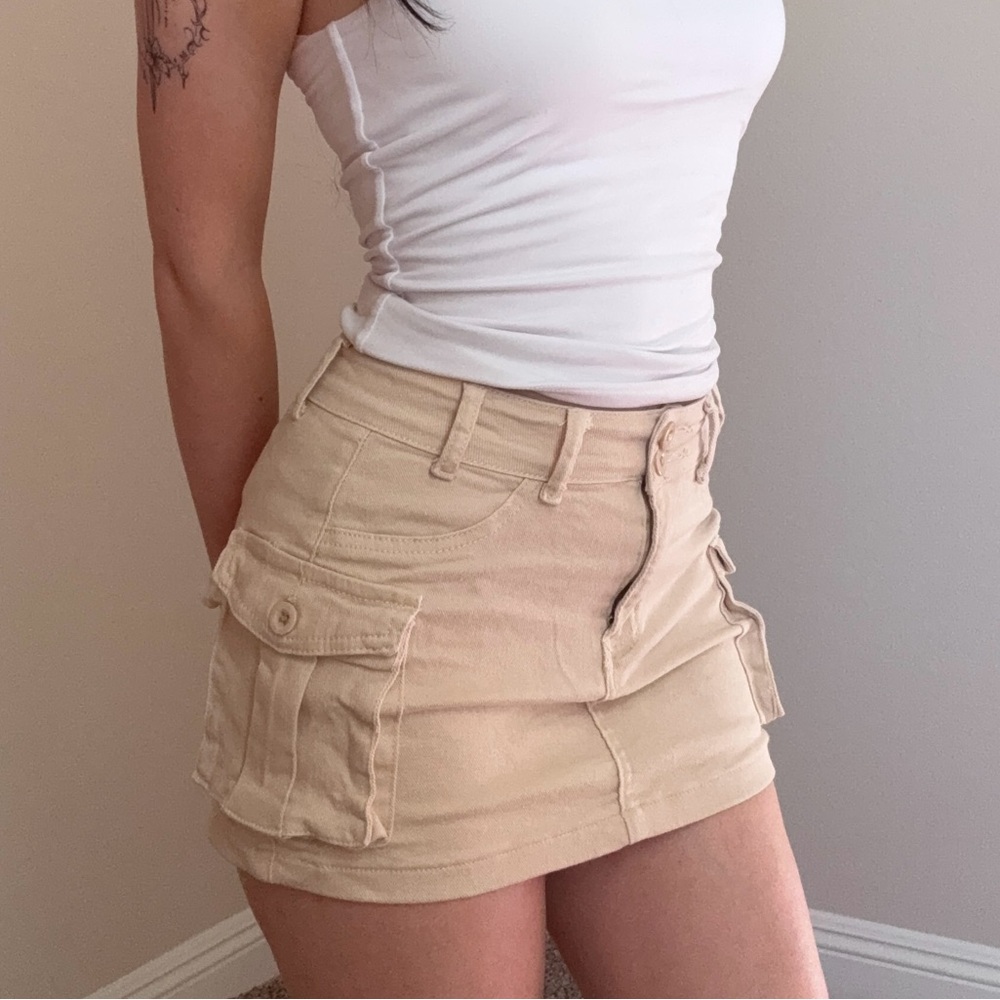 Tan Cargo Skirt